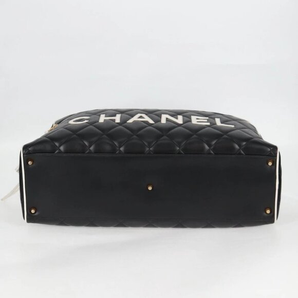 CHANEL Matelasse Boston Bag Calf Skin Black CC Auth 127925V - Picture 6 of 15